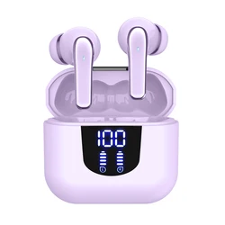 Wireless Earphones with Enhanced Bass, Noise Reduction, and Extended Battery Life (PURPLE)