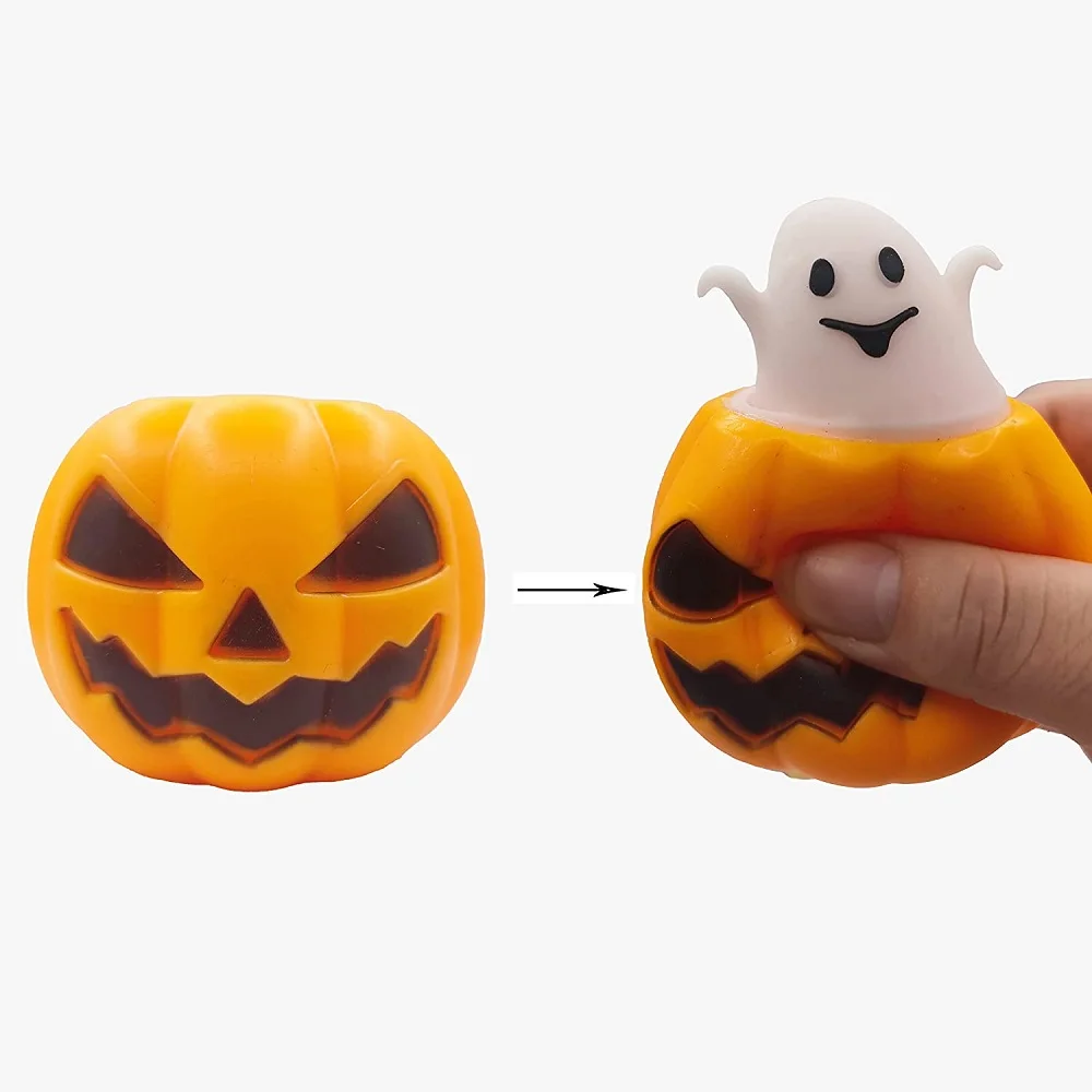 

Pumpkin Ghost Toy Decompression Cup Sensory Fidget Toys Squishes Toy Stress Relief for Halloween Party Tricky Funny Squeeze Toy