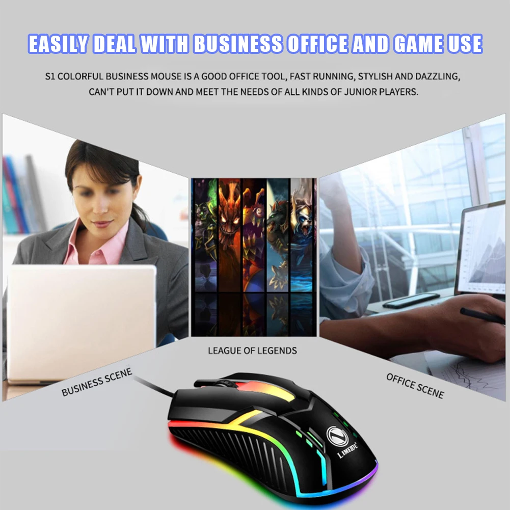 1600Dpi USB Wired Gaming Mouse LED Light Backlit Luminous Competitive Gamed Mouse Notebook Optical Computer Mechanical Mouse best wireless mouse