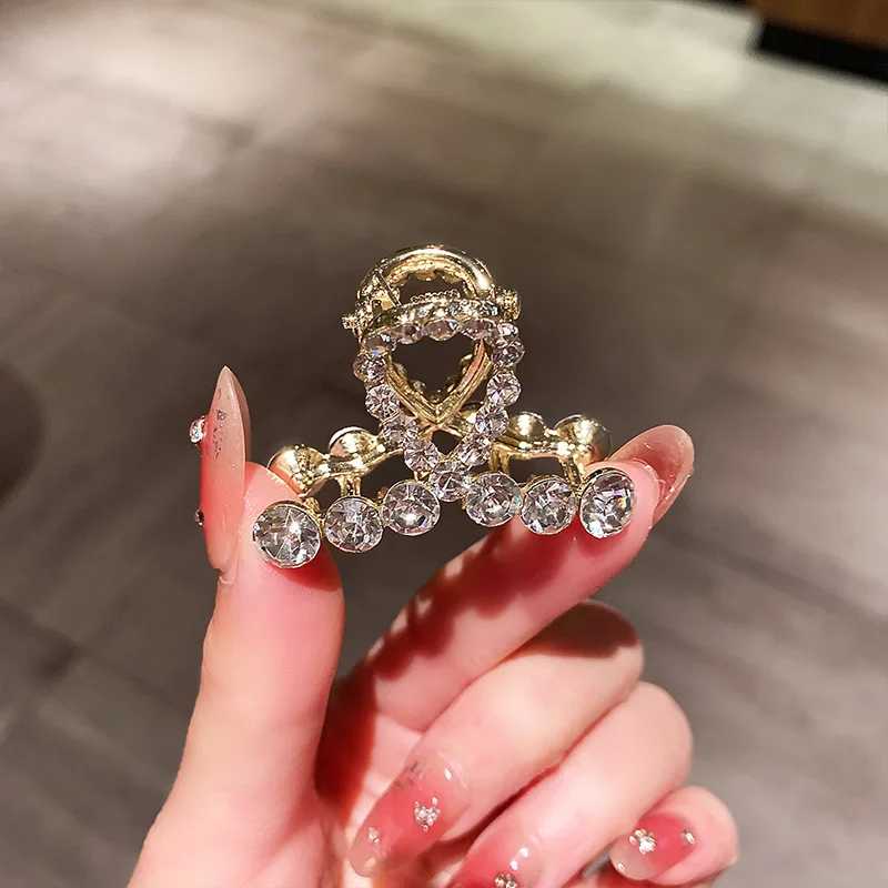 High-end-Perle Strass Kleine Größe Haar Grabber Sommer Frauen Einfache Metall Seite Clip Zurück Kopf Halb gebunden Kreuz haar Clips – Detail 6
