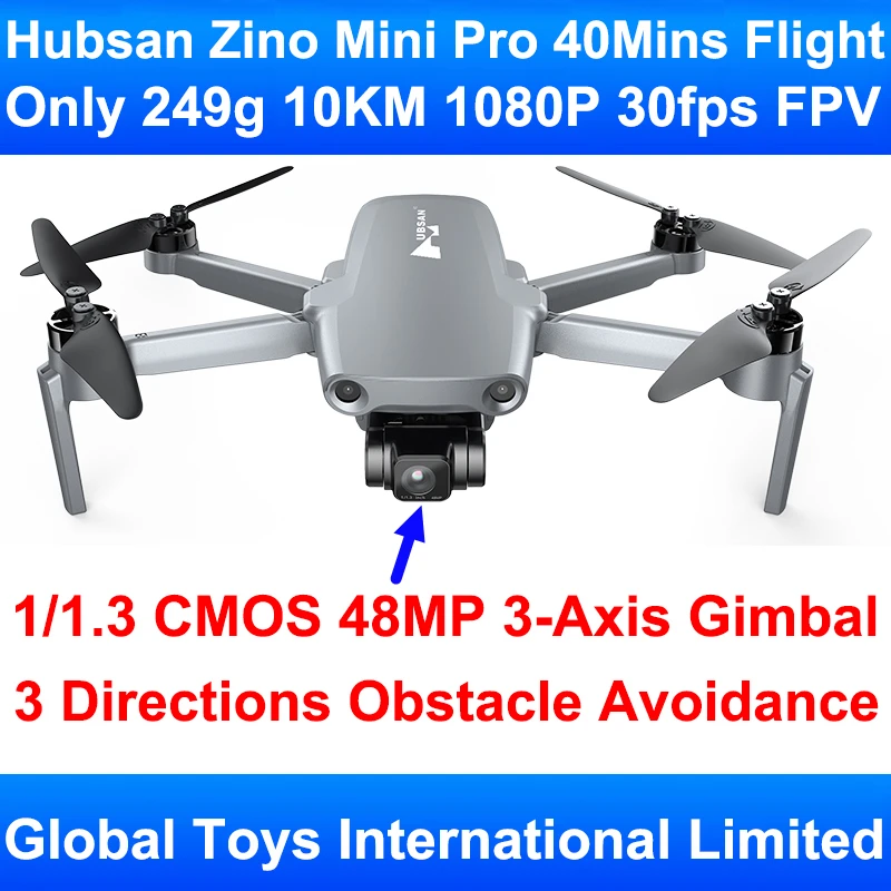 재고 있음 249g Hubsan Zino Mini Pro 3 축 짐벌 3 방향 장애물 회피 10KM FPV 범위 40 분 비행 RC 무인 항공기 Quadcopter