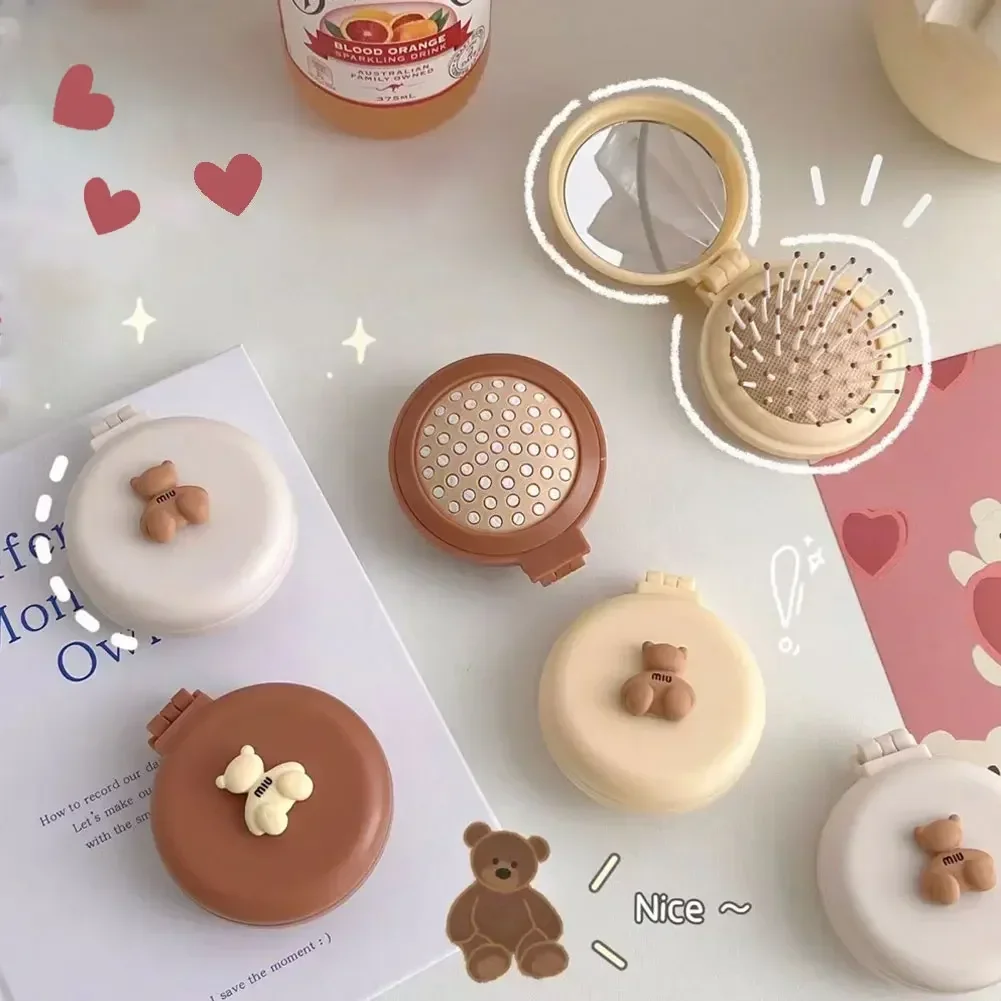 Description Picture 2 of itemFolding Air Bag Comb with Mirror Compact Pocket Size Portable Travel Hair Brush Cosmetic Mirror Head Massager Relax