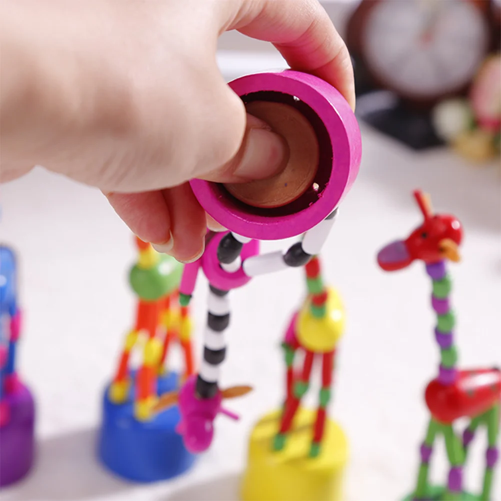 

Giraffe Dancing Toy Puppets Toys Wooden Finger Puppet Kids Rocking Push Animal Swing Thumb Up Marionette Figurine Toddlers