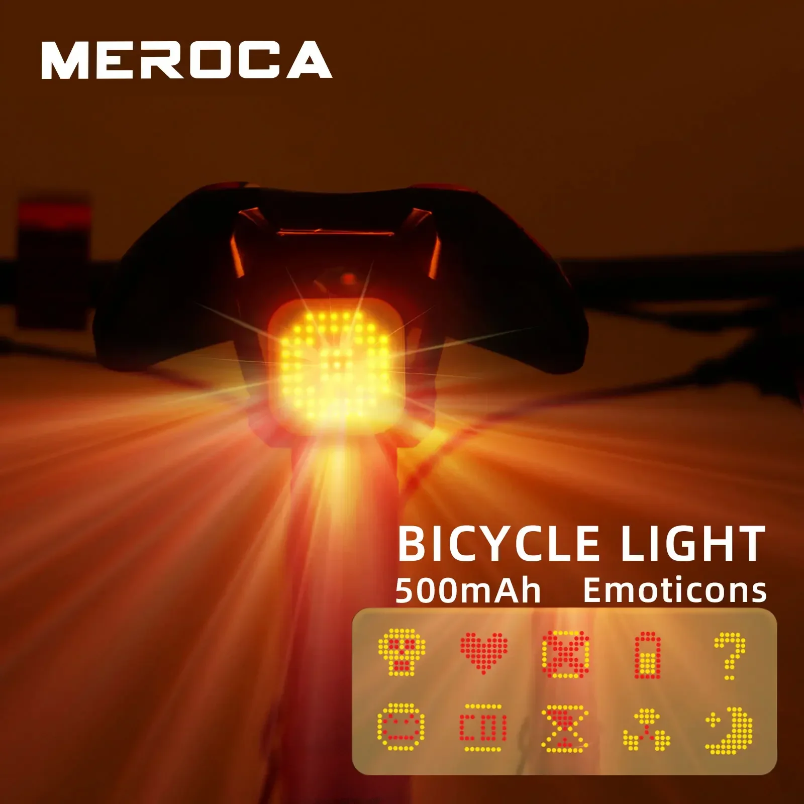 

MEROCA Bicycle Taillight Personalized Emoticon Intelligent Brake Sensor 500mAh Rear Light Waterproof Cycling Bike Accessories