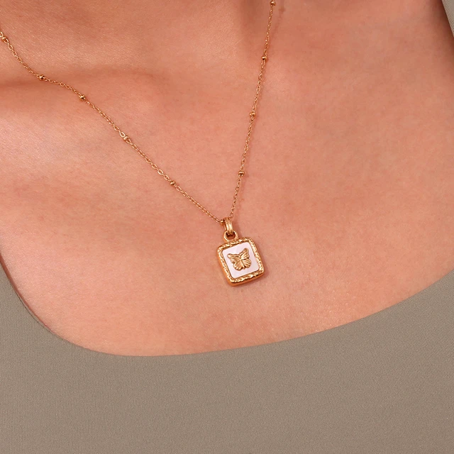 Gold Color Rectangular Stick Pendant Necklace Women Jewelry Simple  Stainless Steel Choker Necklaces For Woman Neck Accessories - AliExpress