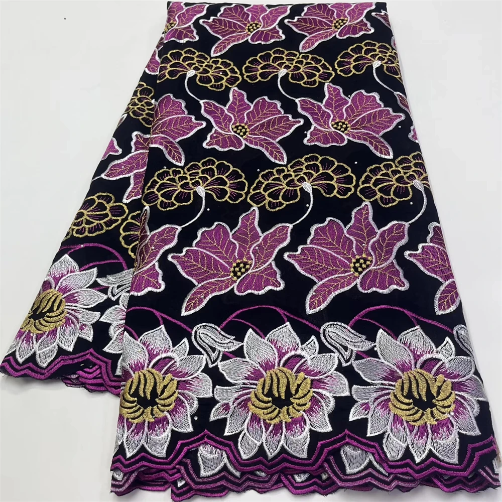 

High Quality African Lace Fabric 2023 Nigerian Swiss Voile Fabric Multicolor 100% Cotton Lace Fabric For Wedding Party Clothing