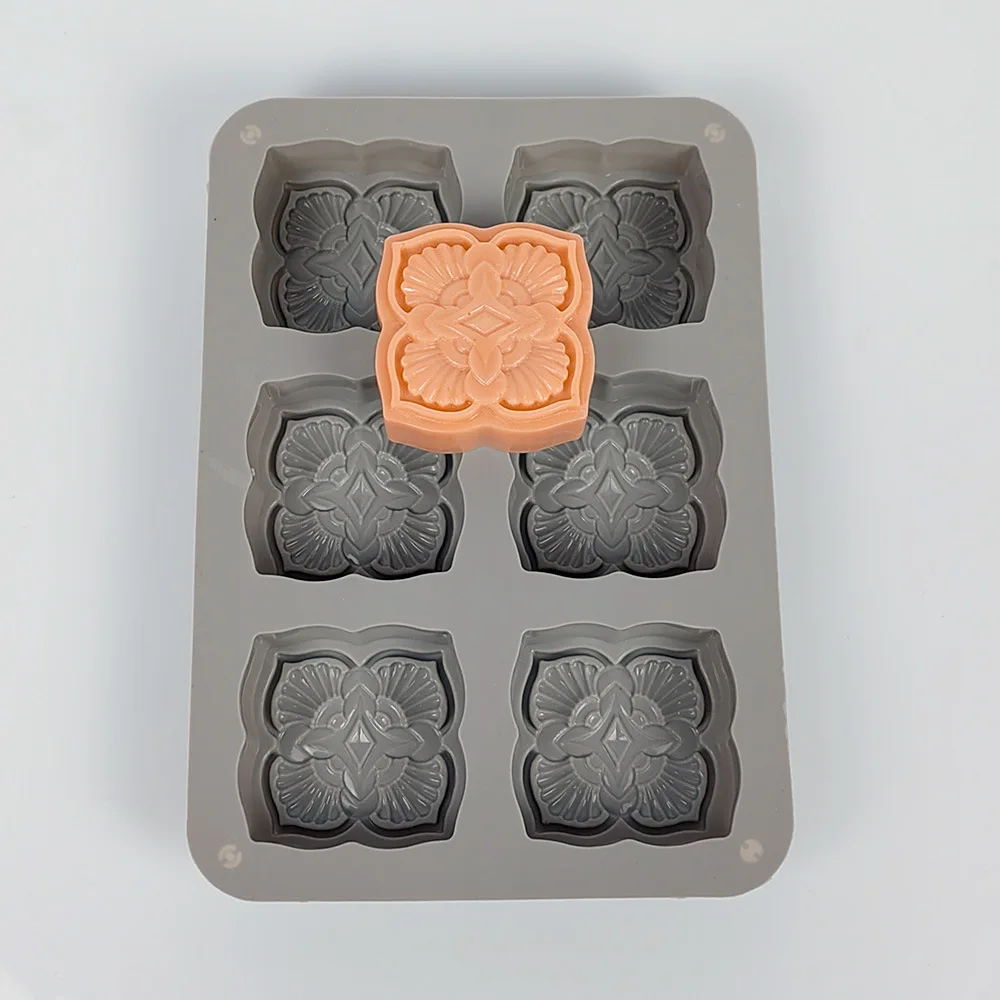 6-Cavity European Retro Floral Handmade Soap Mold DIY Chocolate Biscuit Mousse Cake Making Tool Aromatherapy Soap Candle Molds