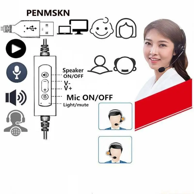 M5TD 컴퓨터 헤드셋(마이크 포함) 노트북 헤드폰용 유선 RJ9 헤드셋