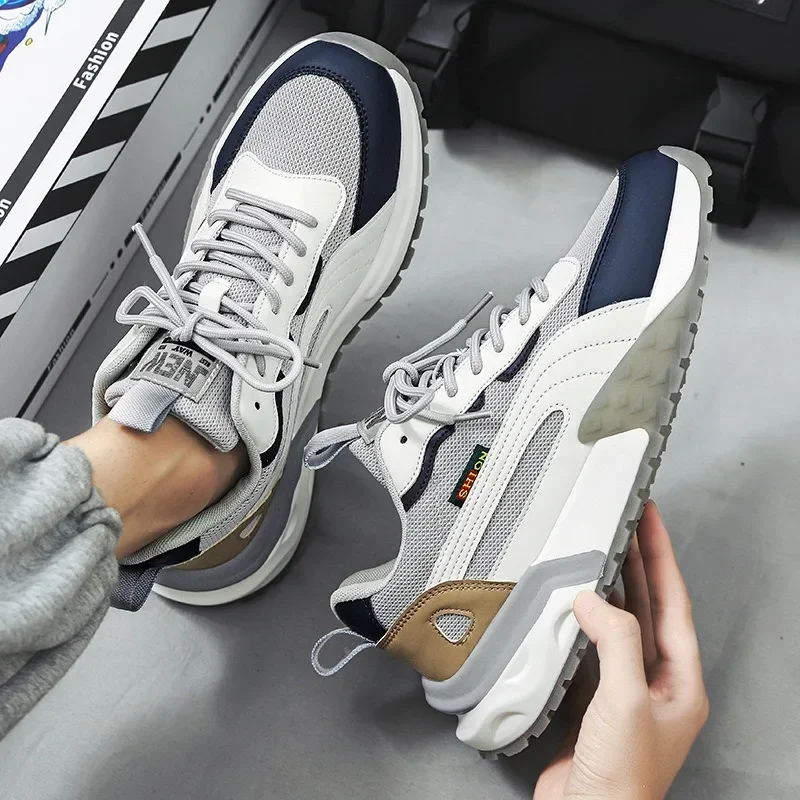 Men's Casual Sport Shoe Comfortable Breathable Mesh Running Shoes Non-slip Wear Resistant Vulcanize Shoe Trend Men Flats Trainer 2