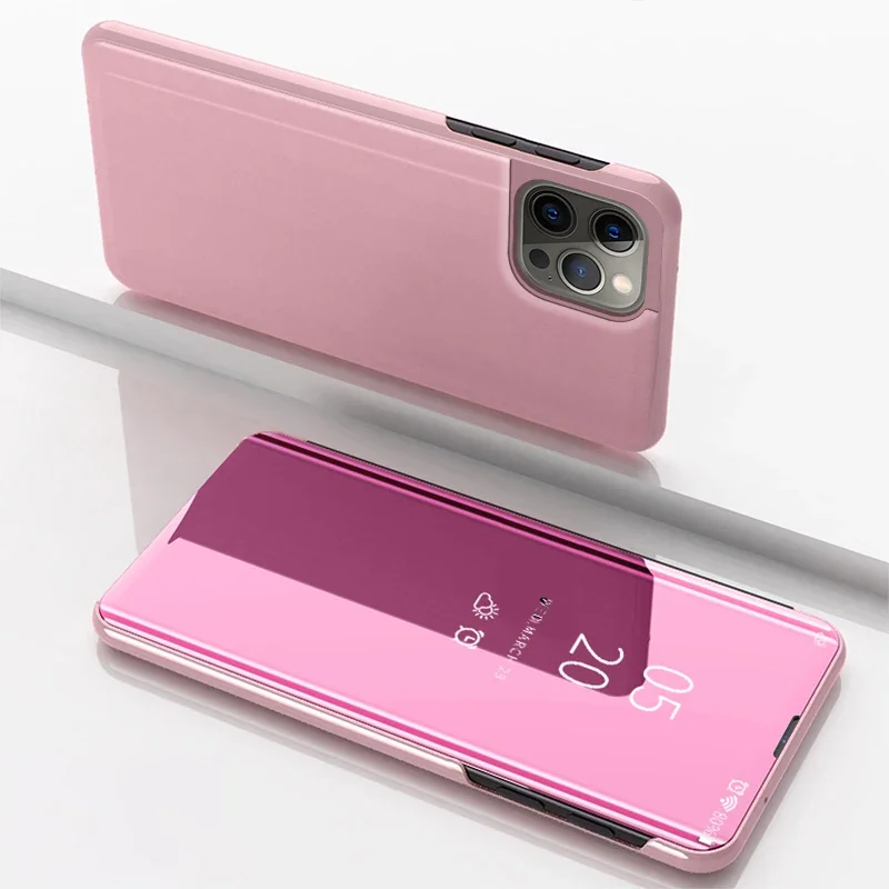 thumbnail image 1 of Case For iPhone 15 14 13 12 11 Pro Max Plus XS Max XR 8 7 Plus SE 2022 2020 Luxury Smart Mirror Flip Leather Plating Stand Case, 1 of 5