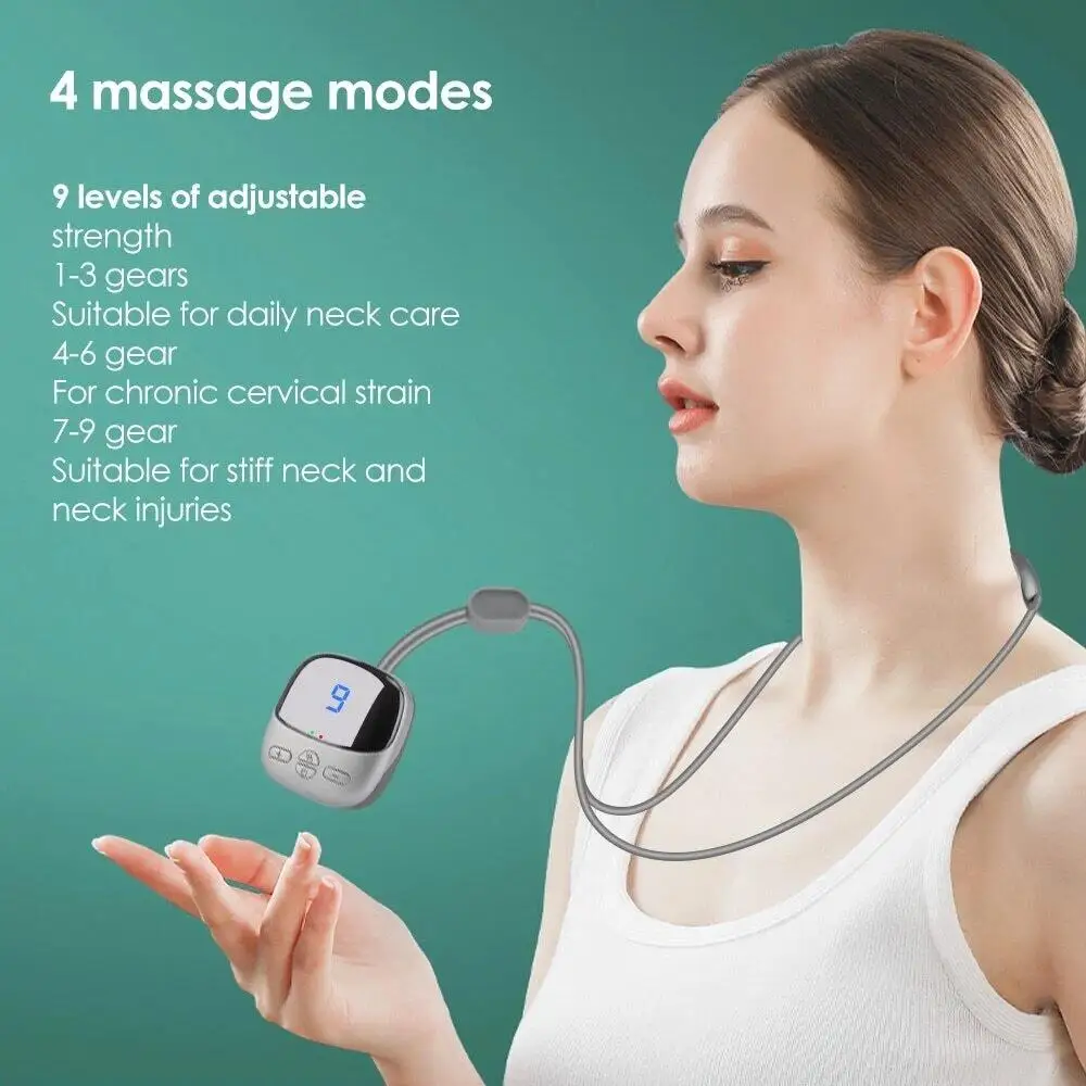 Masajeador Inteligente para Cuello con EMS y TENS Eléctricos, Collar Protector Cervical con Compresa Caliente para Relaj