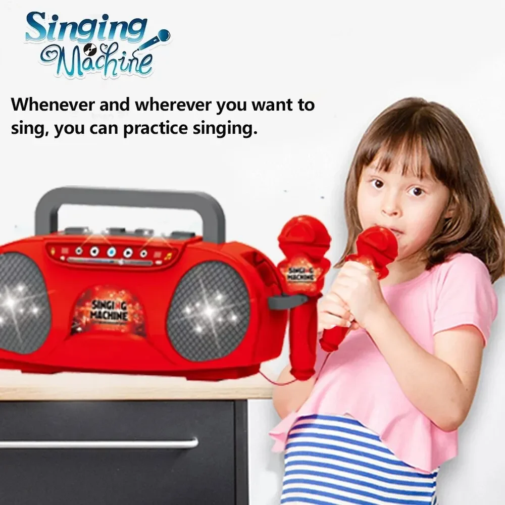 Kids Microphone Karaoke Machine Music Instrument Toys with Light Indoor Outdoor Travel Educational Toy Gift for Girl Boy Child 5