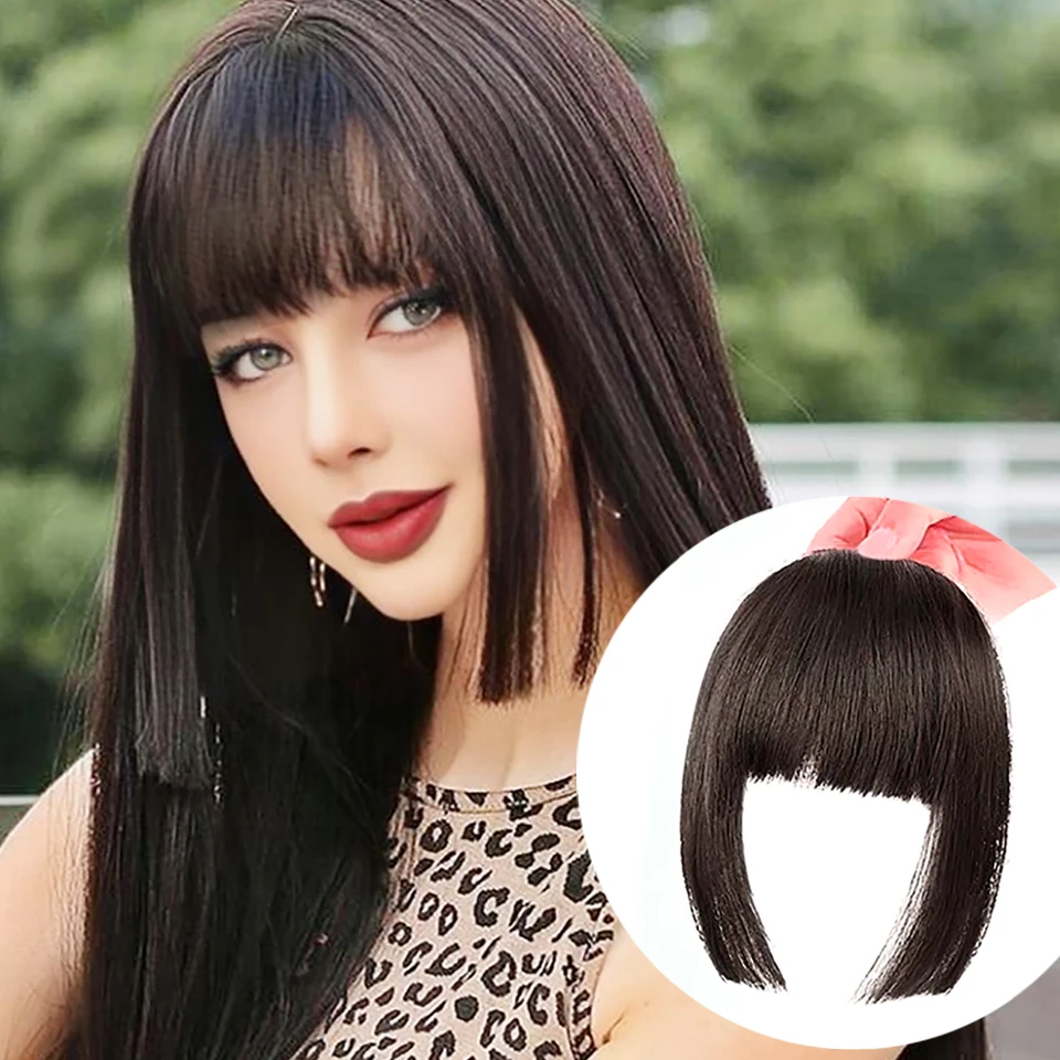 Synthetic Bangs Clip-in Hair Extensions Thick Bangs Hairpieces for Women Daily Heat Resistant Fake Bangs