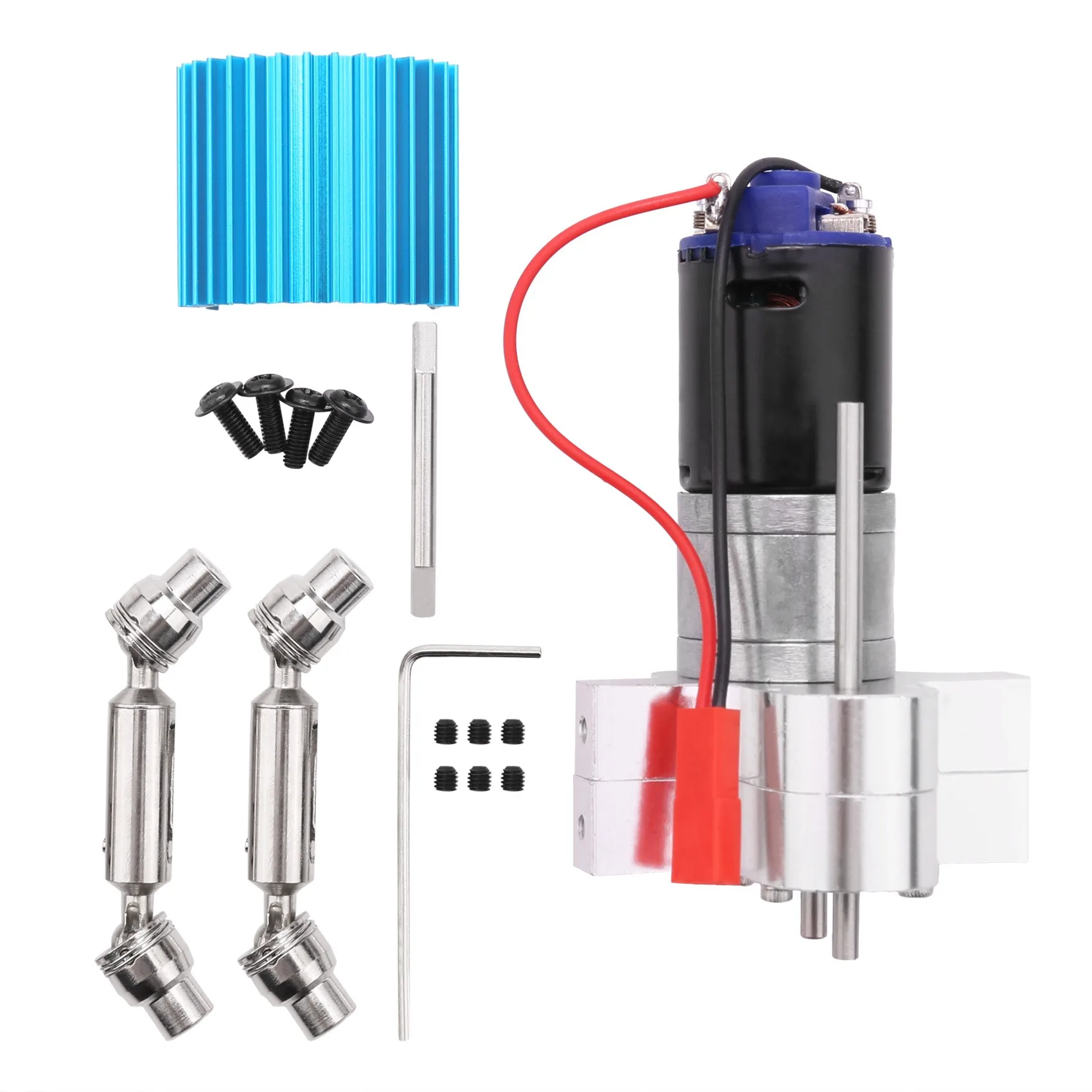 

Metal Transmission Gearbox 370 Motor with Drive Shaft Upgrade Accessories for WPL C14 C24 B24 B36 MN D90 MN99S RC Car,Silver