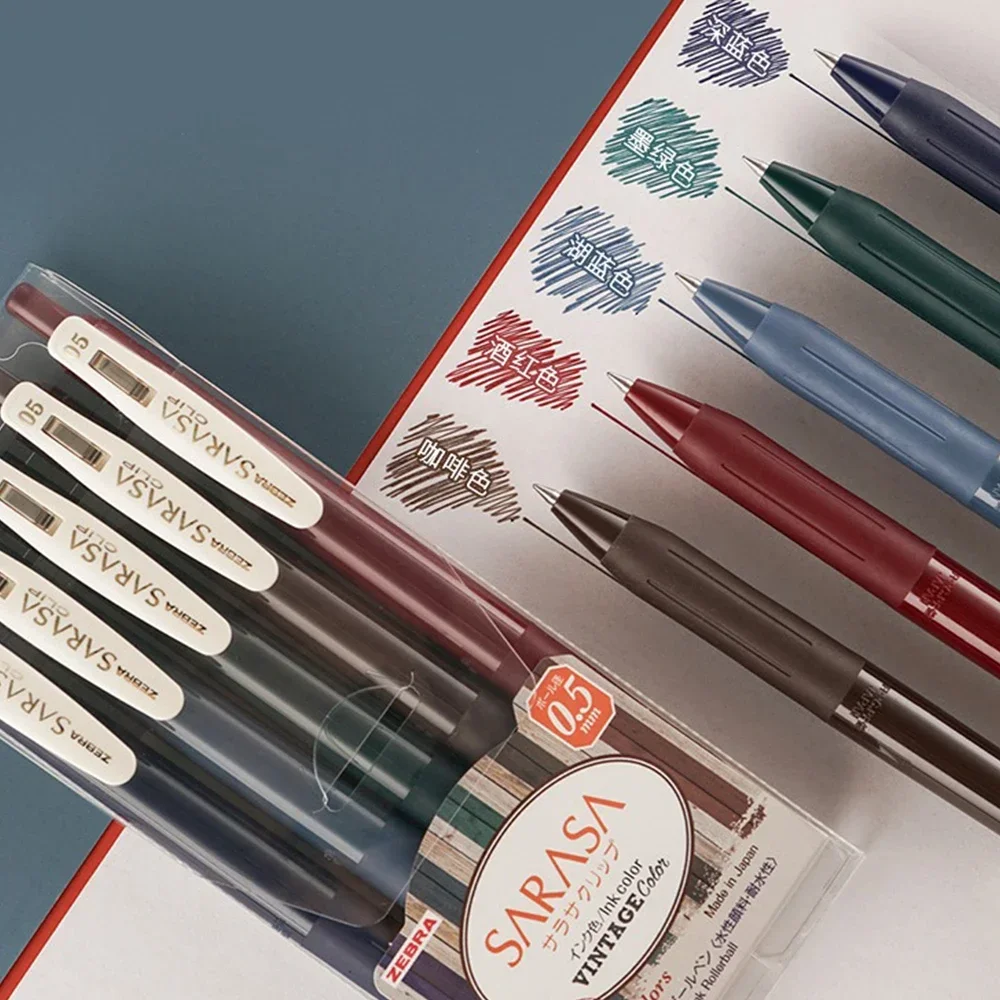 5/10pcs Japan ZEBRA Vintage Series Gel Pen JJ15 SARASA Quick Dry Smooth Suitable for Students Writing Drawing Office Stationery 6