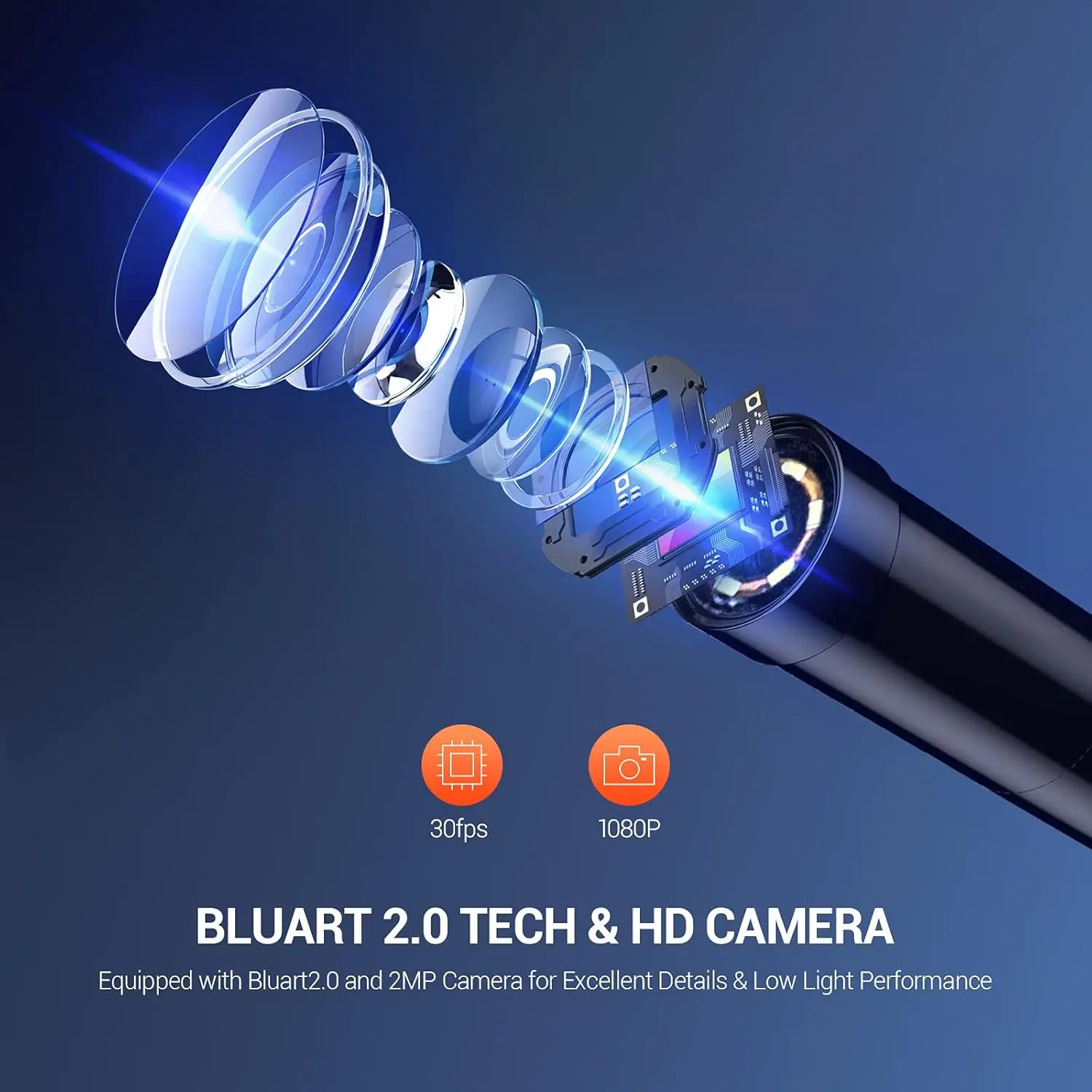 5.5mm Industrial Endoscope, 1080P Digital Borescope Inspection Camera with 4.3" Screen, IP67 Waterproof Snake Camera with Lights