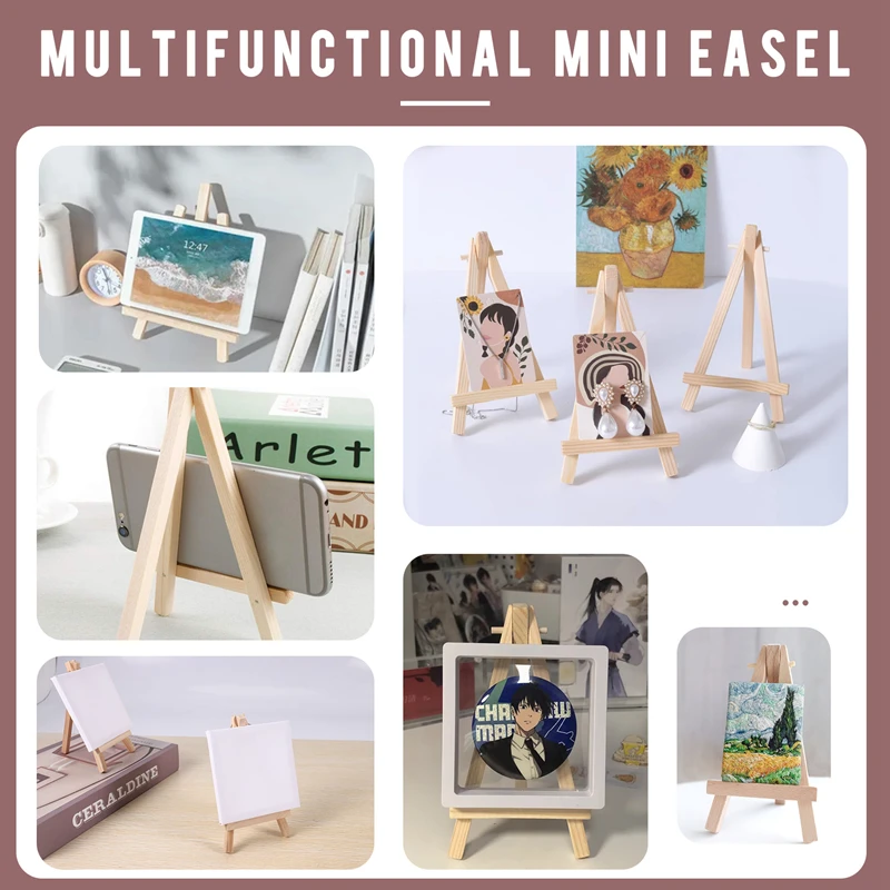 24 Pack Mini Wood Display Easel Wood Easels Set For Paintings Craft Small Acrylics Oil Projects