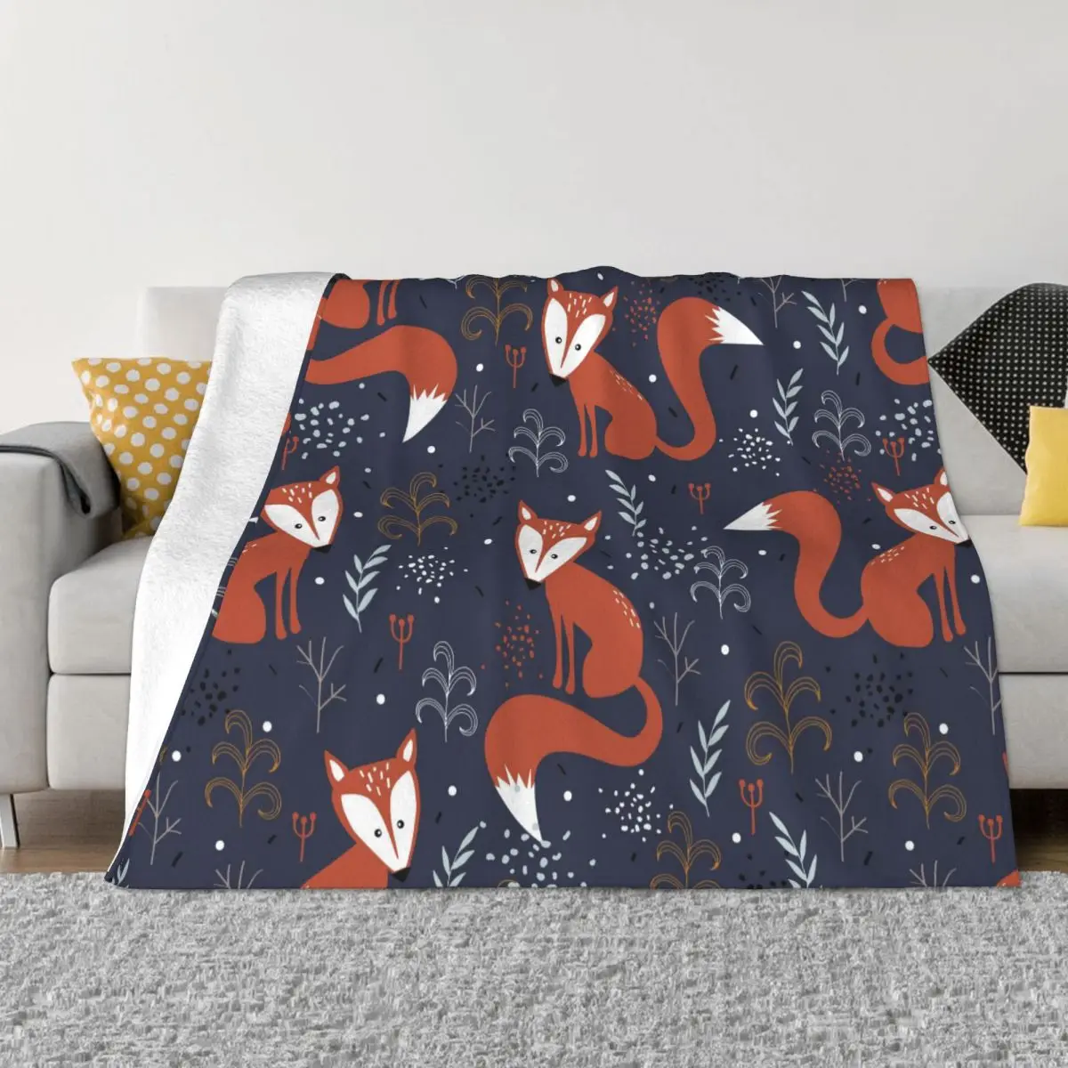 

Foxes Leaves Colorful Pattern Animals Flannel Blanket Animal Awesome Throw Blankets for Home 200x150cm Bedspreads