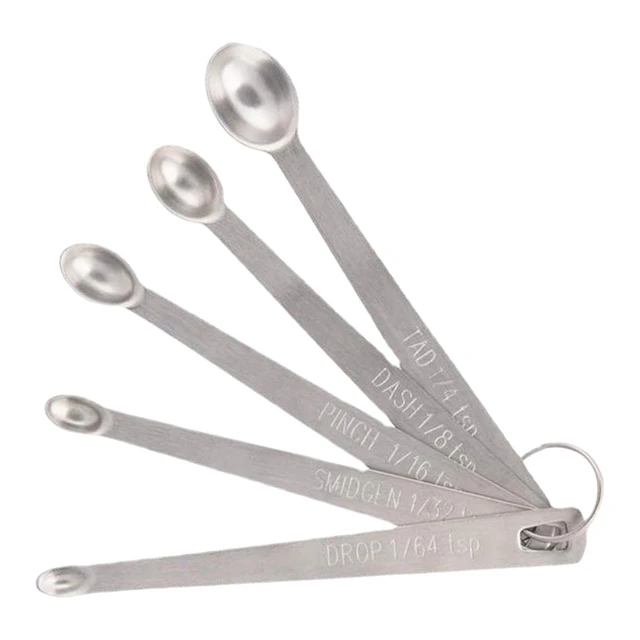 Set of 5 Stainless Steel Round Measuring Spoons for Measuring Liquid and  Dry Ingredients Drop Smidgen