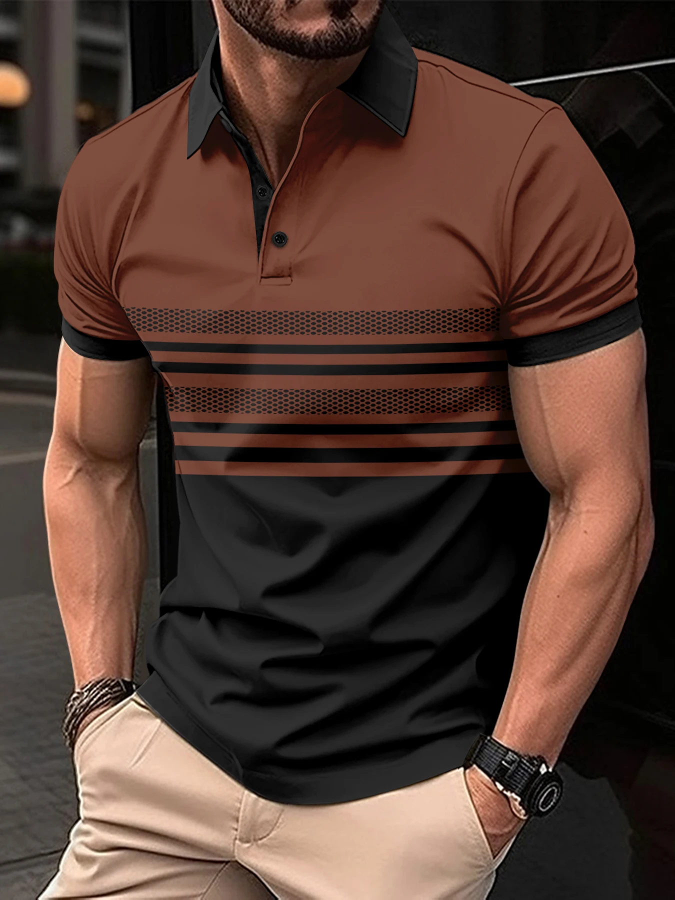 In 2025, New be Launched: Men's Short-Sleeved Polo Shirts, Button- T-shirts, striped polka dot Printed Tops, Breathable Shirts 8 Sa3af53c9c4ad43519273a112b2ac0b542