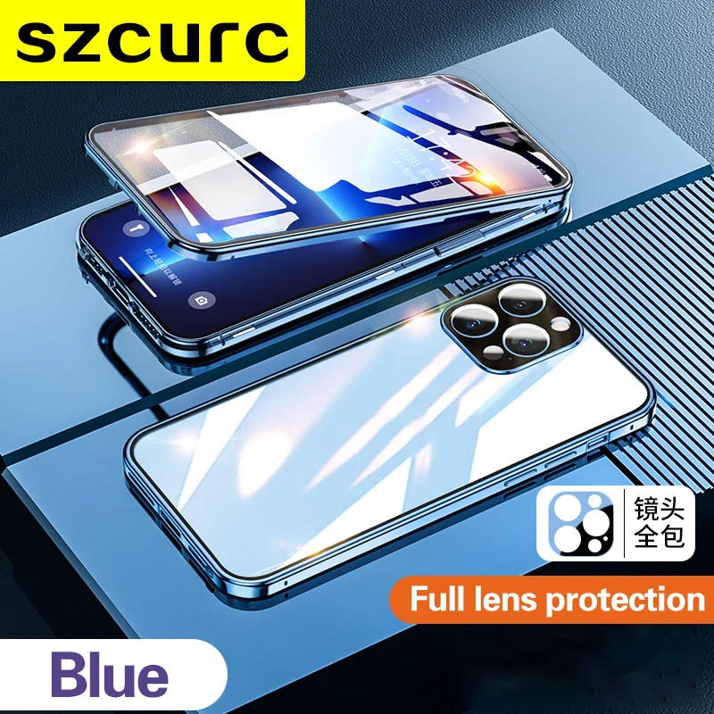 thumbnail image 1 of For iPhone 14 Pro max phone Case. NEW 360° Protection revent the peep Magnetic Adsorption Glass iPhon 15 14 pro 14plus cover bag, 1 of 5