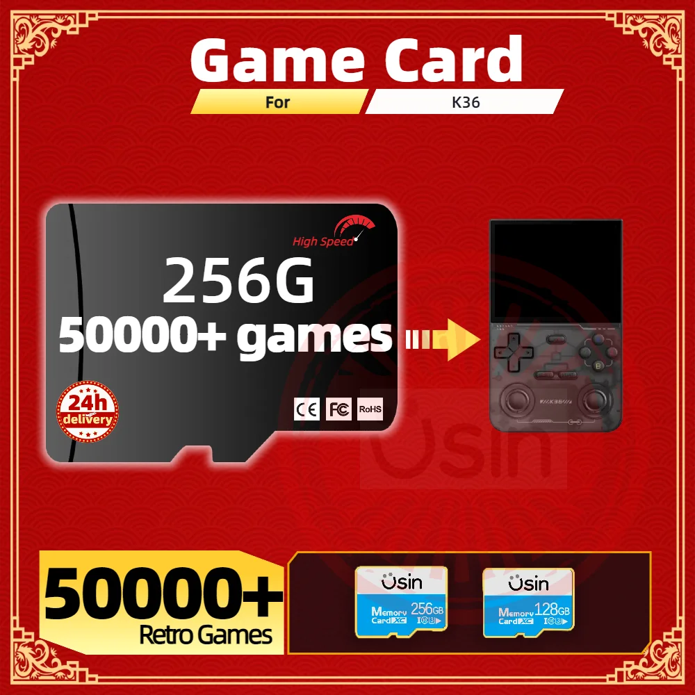 Game Card Memory SD TF Card 256G 128G For K36 Plug&Play Pre-install Retro Handheld Games PSP PS1 memory card game card video game cartridge