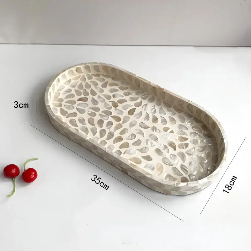 Rectangular Shell Tray Oval Colored Shell Storage Plate Living Room Cake Cafe Restaurant Storage Decorations Jewelry Organizer storage tray wooden serving tray kitchen tray bamboo organizer tray jewelry storage tray