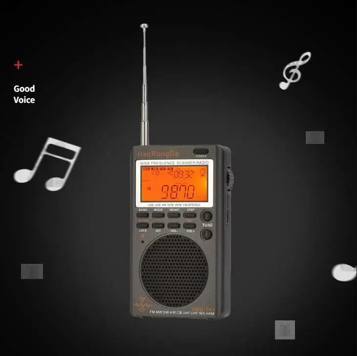 HanRongDa HRD-747 ޴ Ǯ  ̴  ű, ׷  ű, FM, MW, SW, SSB, LSB, AIR, CB, VHF, UHF, UBD, WX