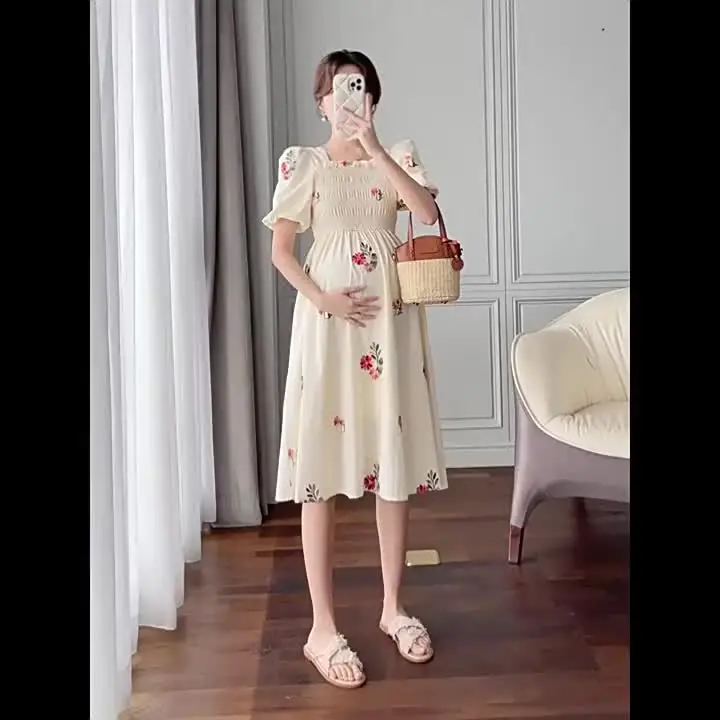 2024 Summer Maternity Magic: Stand Collar Cheongsam, Puff Sleeve Print Dresses For Stylish Mamas! 2024 Summer Maternity Magic: Stand Collar Cheongsam, Puff Sleeve Print Dresses For Stylish Mamas!
