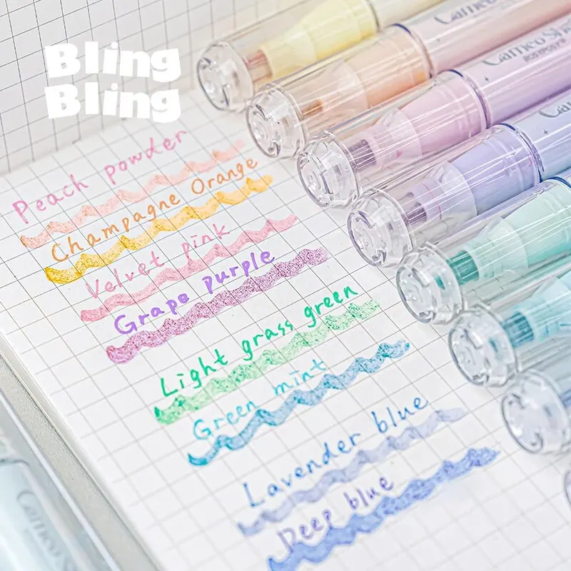 2 Styles 4pcs/Box Highlighter Pen Sparkling Colorful Beamy Highlighters Glowing Fluorescent Pens Creative School Supplies For Students Kids