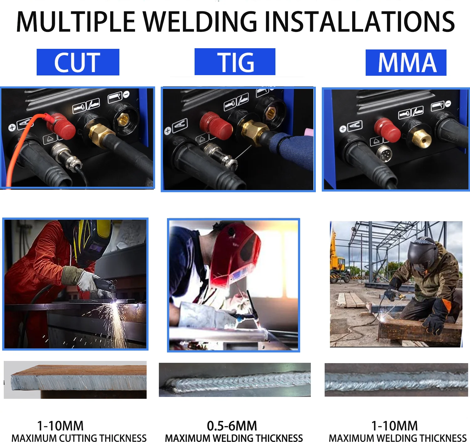 Pilot Arc Plasma Cutter TIG Welder Pulse and Stick Welder Machine-520TSCP 50A Non-Touch Plasma Cutting 200A Pulse Tig Welder 5