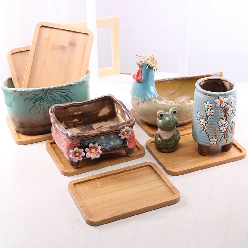Jewelry Display Tray Wooden Soap Dispenser Tray Home Decoration Flower Pot Tray Round Square Candles Jewelry Storage Bathroom Kitchen Plate