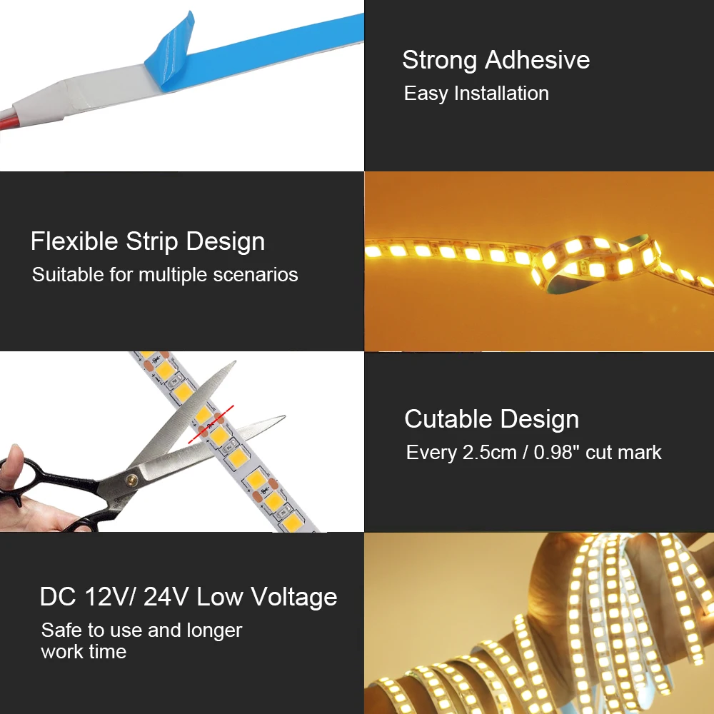 12V 5M LED Strip Light 5054 5050 2835 RGB SMD 120led 60LED 240LED 5630 Waterproof Flexible LED Tape for Home Decoration 9 Colors 5