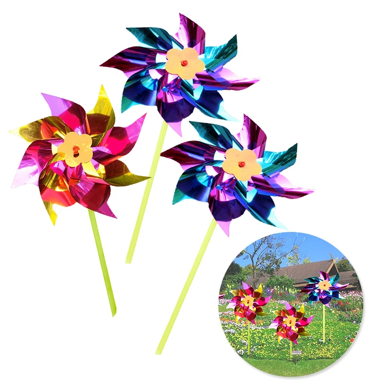 Jtween 50 Pieces Plastic Colorful Windmill Party Pinwheels DIY Pinwheel for Kids Toy Garden Party Lawn Decor, Assorted Color, Size: 50pcs