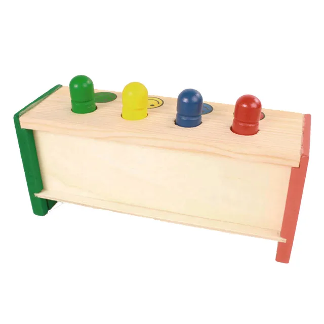 Baby Wooden Hammer Toys with Mallet Colorful Smile Face Pegs Game Hammering Bench Hammer Pounding for Children Kid Education Toy 2