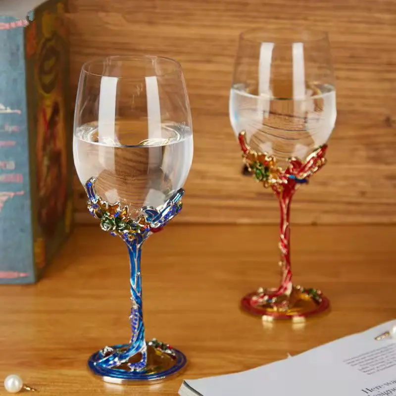 Creative Enamel Crystal Goblet Drinking Glasses Glass Cups for Wine