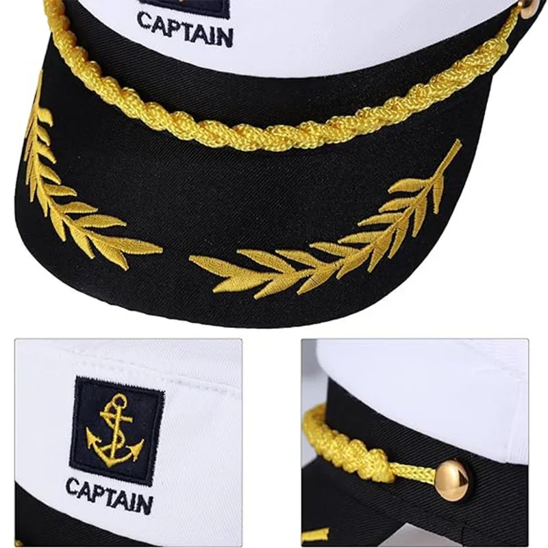 Adult Yacht Sailor Captain Hat Adjustable Men's and Women's Party Hats Makeup Ball Dressing Event Boat Navy Captain Military Cap