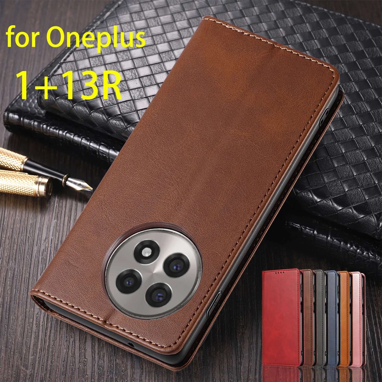 Oneplus 13R / 1 + 13R 플립 케이스 카드 홀더 홀스터 마그네틱 어트랙션 커버 지갑 케이스 Capa Fundas Coque 용 가죽 케이스