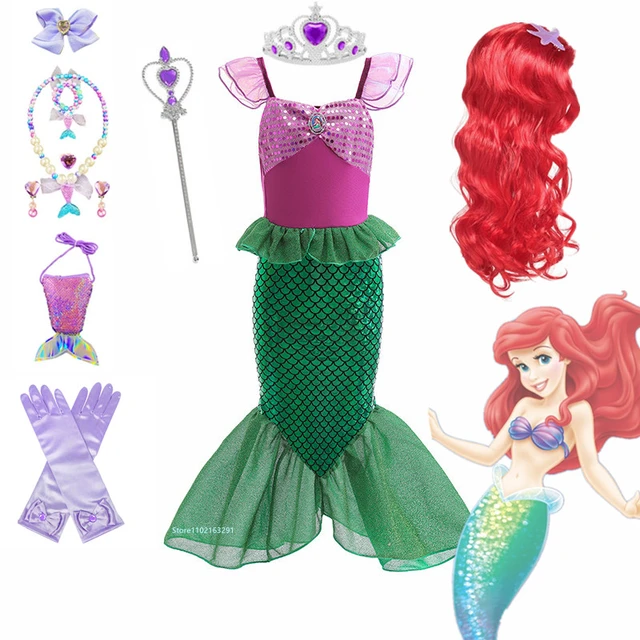 Fantasia Pequena Sereia Ariel com Cauda Infantil - Fantasia Kids