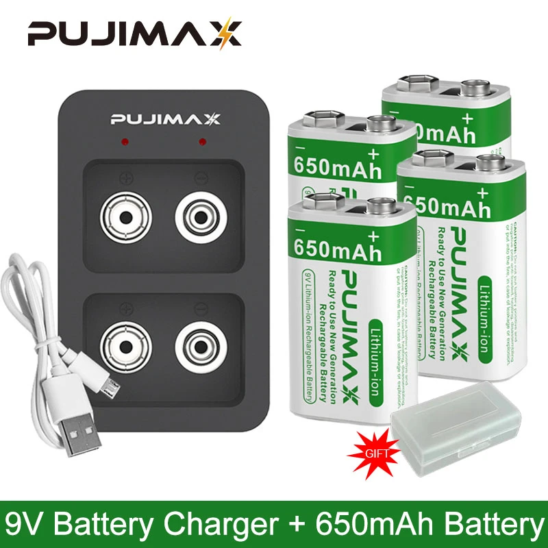 Pujimax New Smart 9v Battery Charger With 650mah 9v Rechargeable Liion