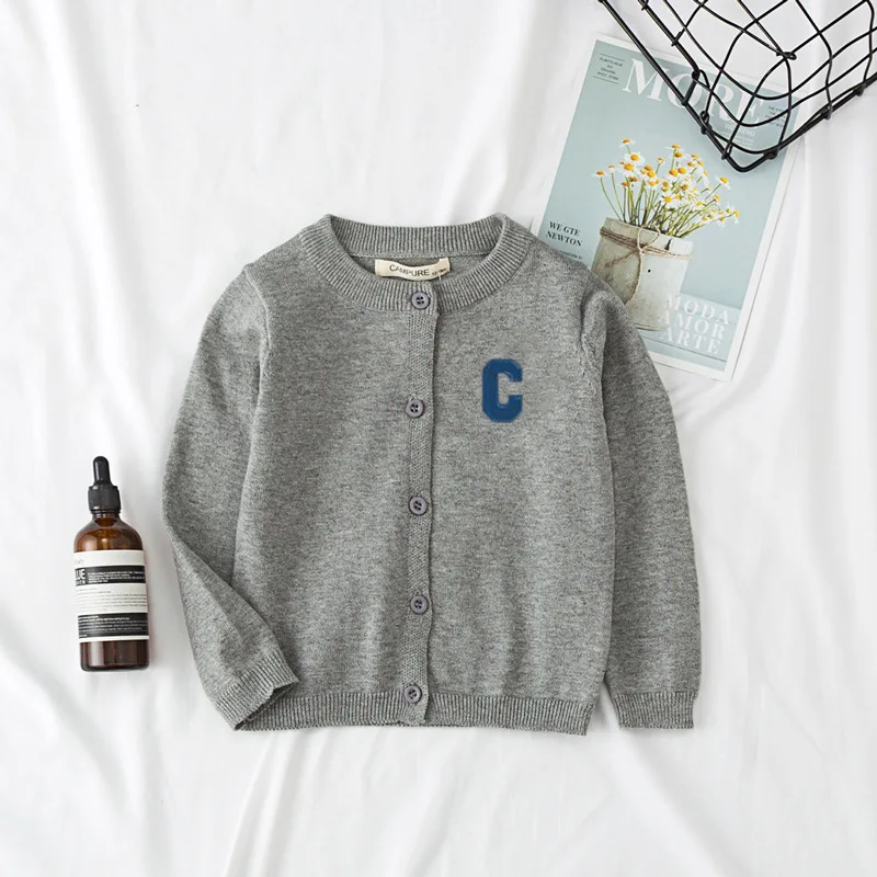 Autumn Kids Cardigan Sweaters Baby Girl Clothes Cartoon Letter Solid Cotton Sweater Boys Children Clothing Knitted Kids Sweaters