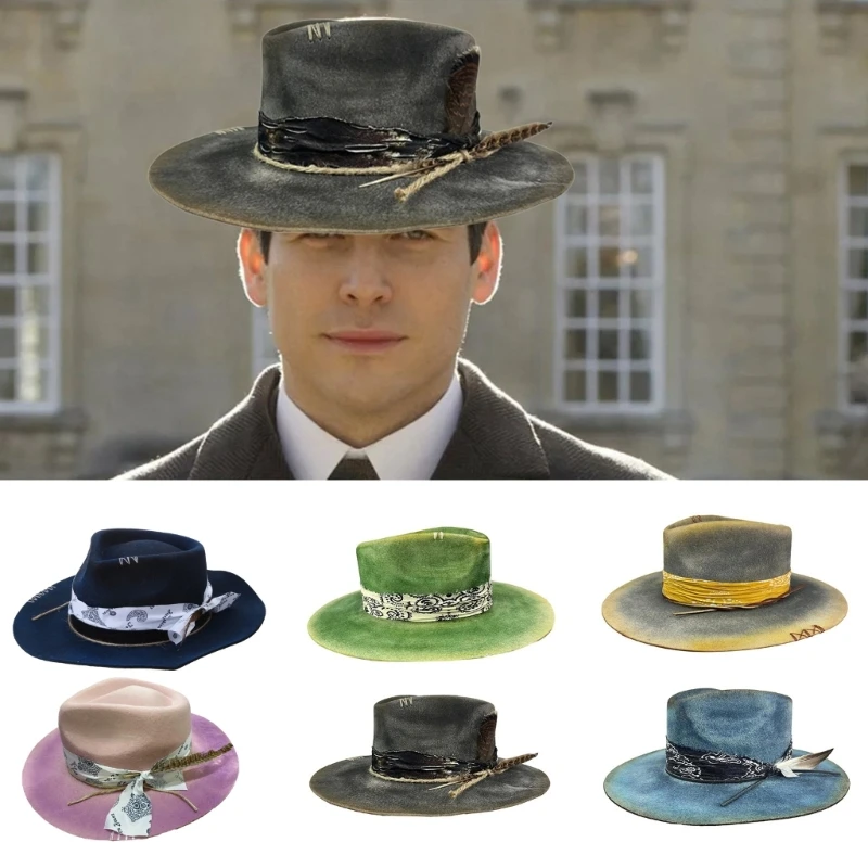 

Vintage Ethnic Wool Felt Hat with Distressed Appearance for Women and Men
