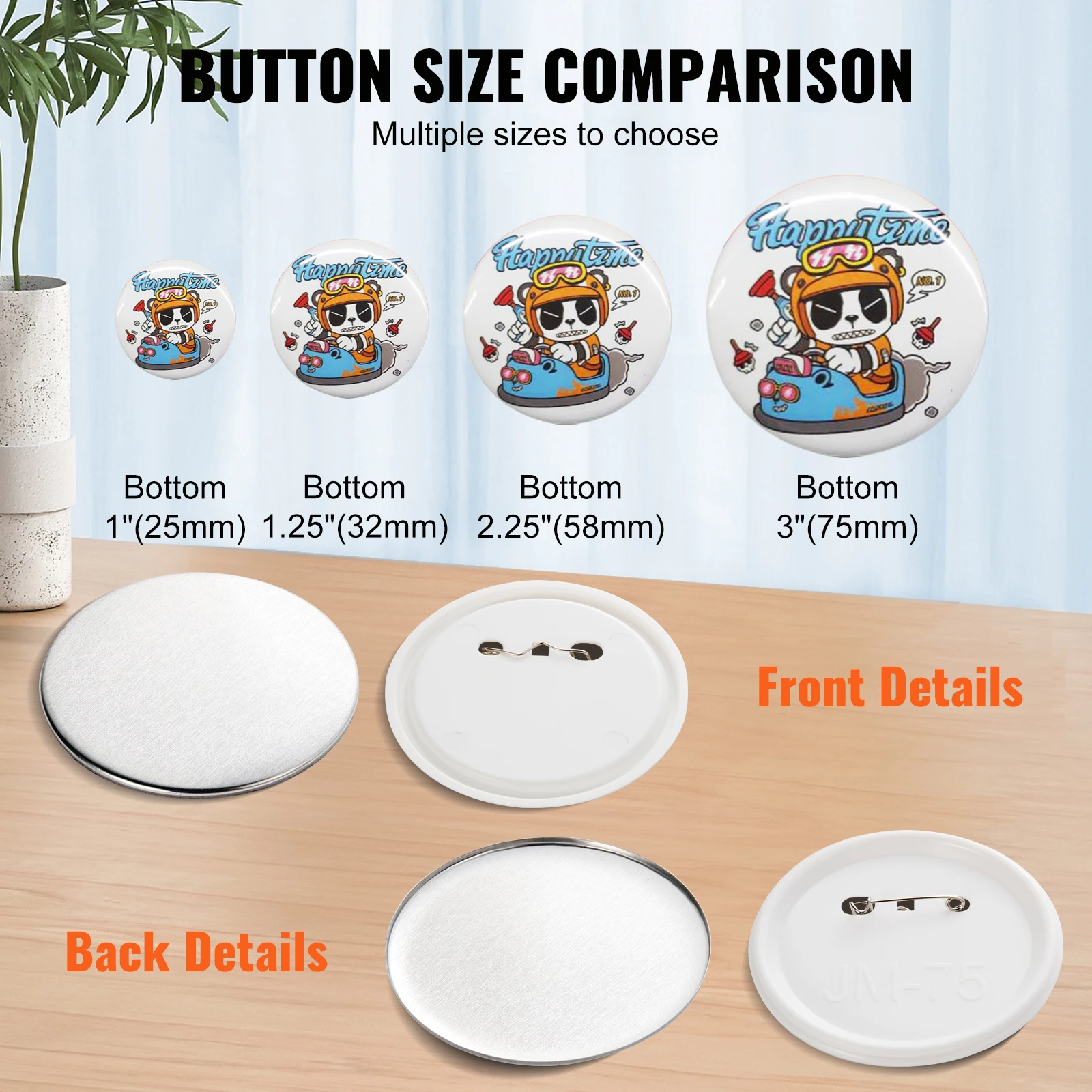 Button Making Supplies 200/500Sets Badge Parts