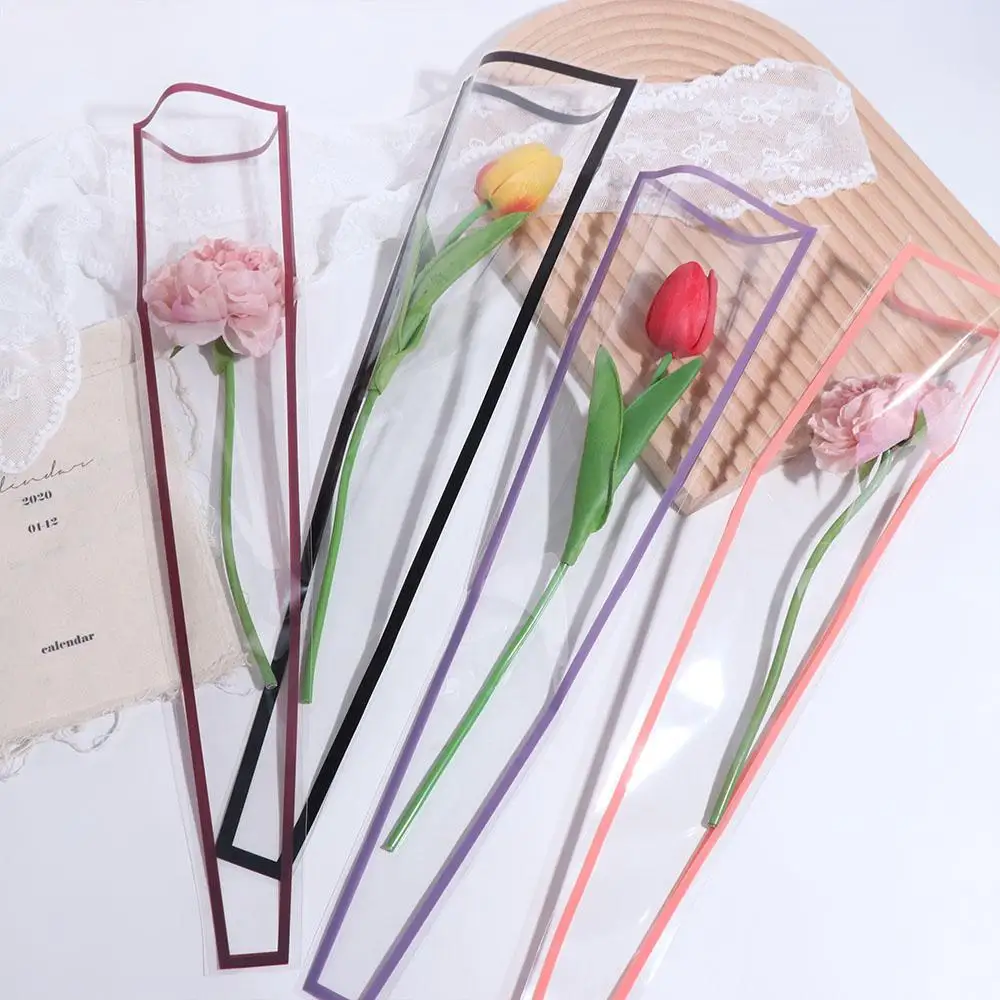 50 pezzi di sacchetti per imballaggio di fiori trasparenti, forniture per pacchetti, sacchetti di plastica, carta da imballaggio, bouquet impermeabile, materiale per imballaggio, matrimonio - immagine 3