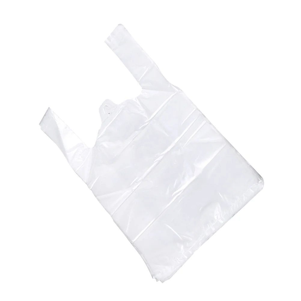 

100pcs White Food Grade Plastic Bag with Handle Food Packaging Bag for Supermarket Store Grocery (20*30)