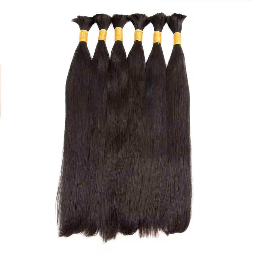 Bulk Hair Silky Straight 100% Human Hair Bulk No Weft Human Hair Extensions 50G 100G Micro Human Braiding Hair For Boho Braids 2