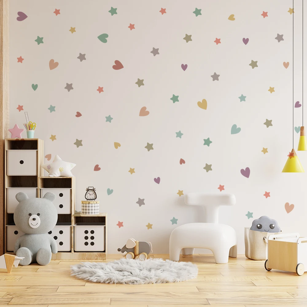 Small Fresh color DIY Wall Stickers for Display Cabinet Window Refrigerator Tile Glass Decor Art Removable Hearts Stars Decals wall stickers window stickers