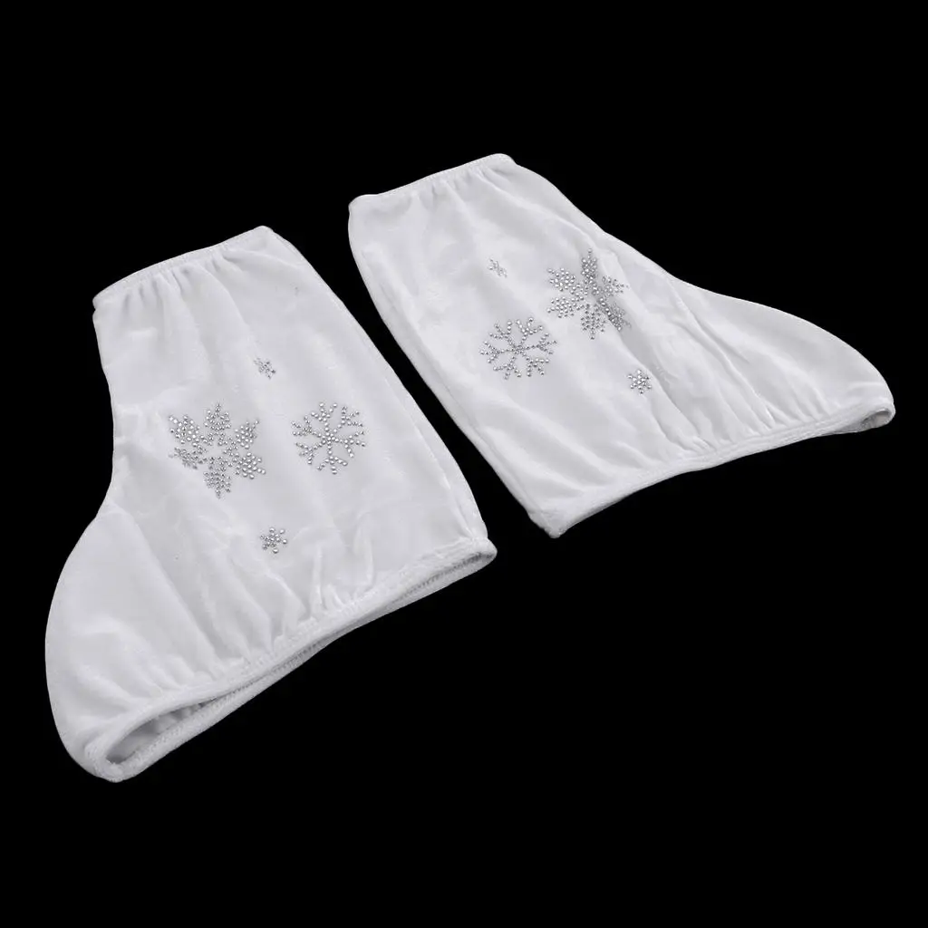 2 Pack Ice Skate Boot Covers-Roller Skating Wear Accessories-Performance Velvet , White-M, as described