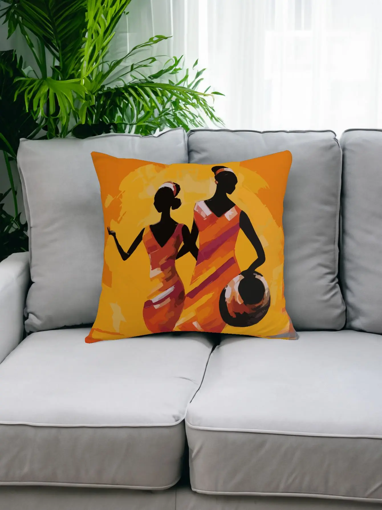 

African Illustration Series Cushion Cover 45x45cm Sun Pillow Case Cushion Cover For Sofa Room Decor Soft Pillowcase