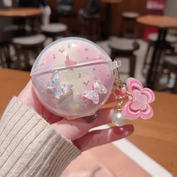 Star Butterfly 3D Cartoon Soft Earphone Case with Keychain - OPPO Enco Buds2 (Pink Butterfly)